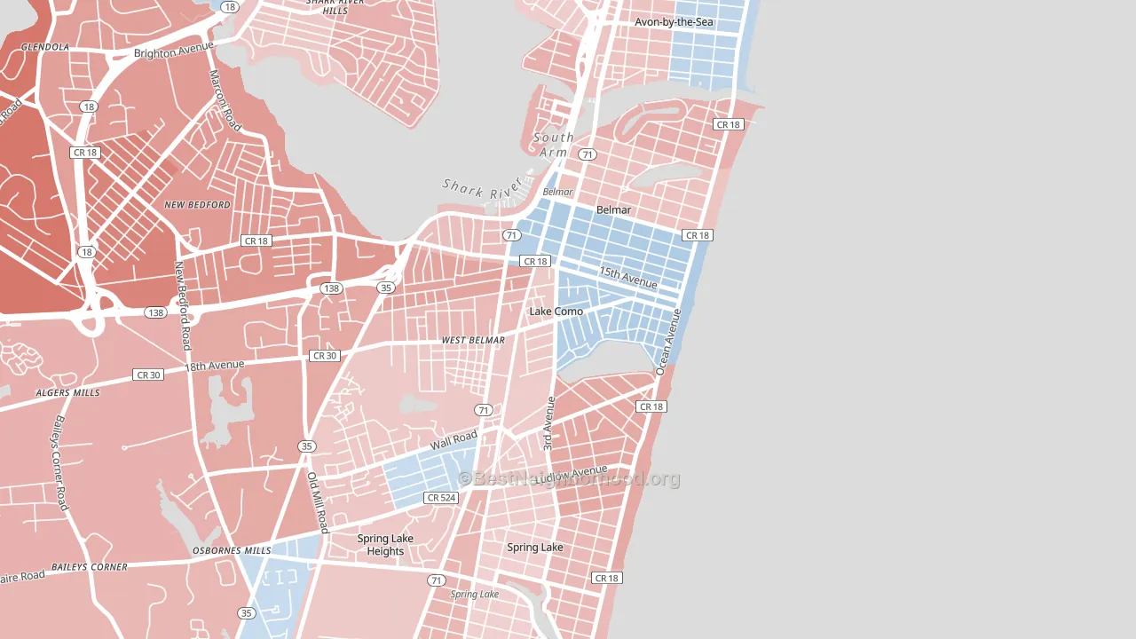 Lake Como, NJ block-group political-lean map