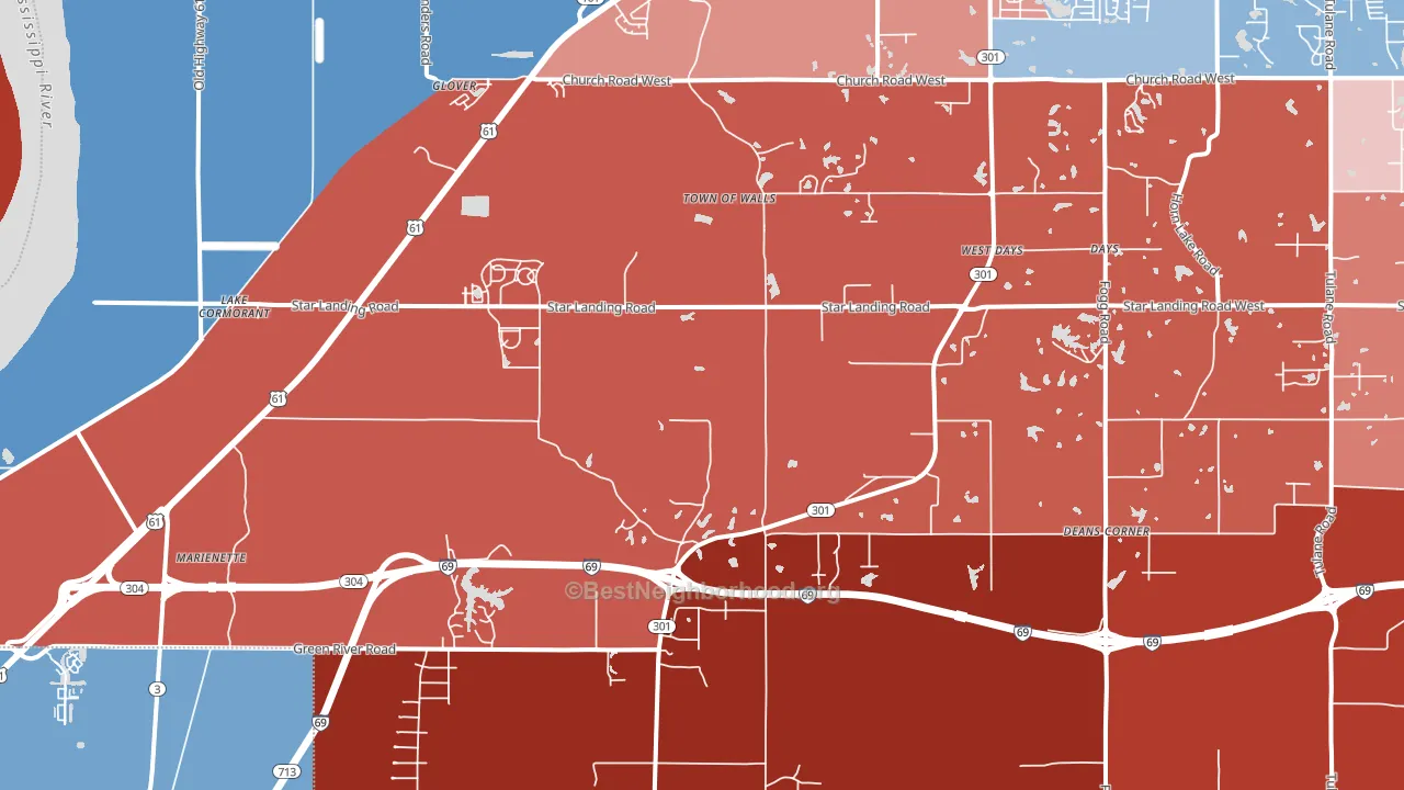Lake Cormorant, MS block-group political-lean map