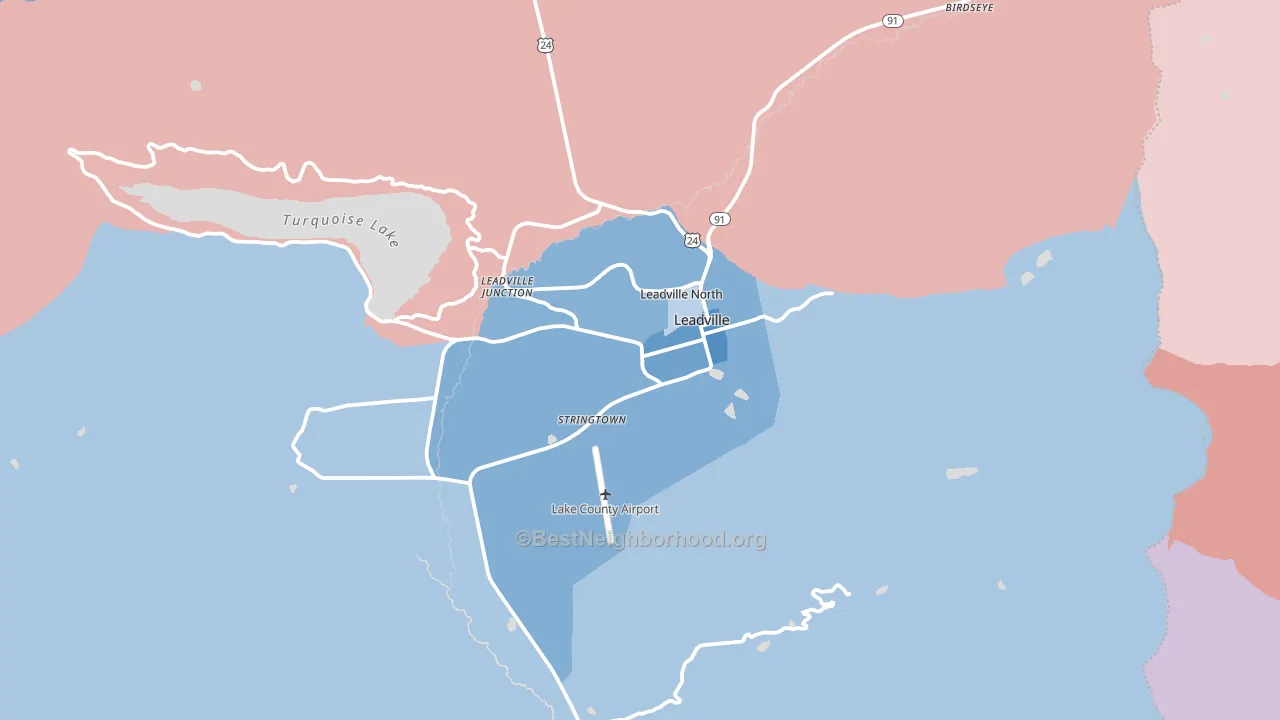 Lake County, CO block-group political-lean map