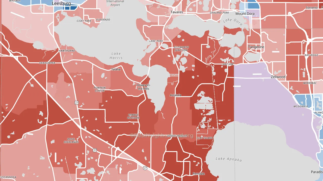 Lake County, FL block-group political-lean map