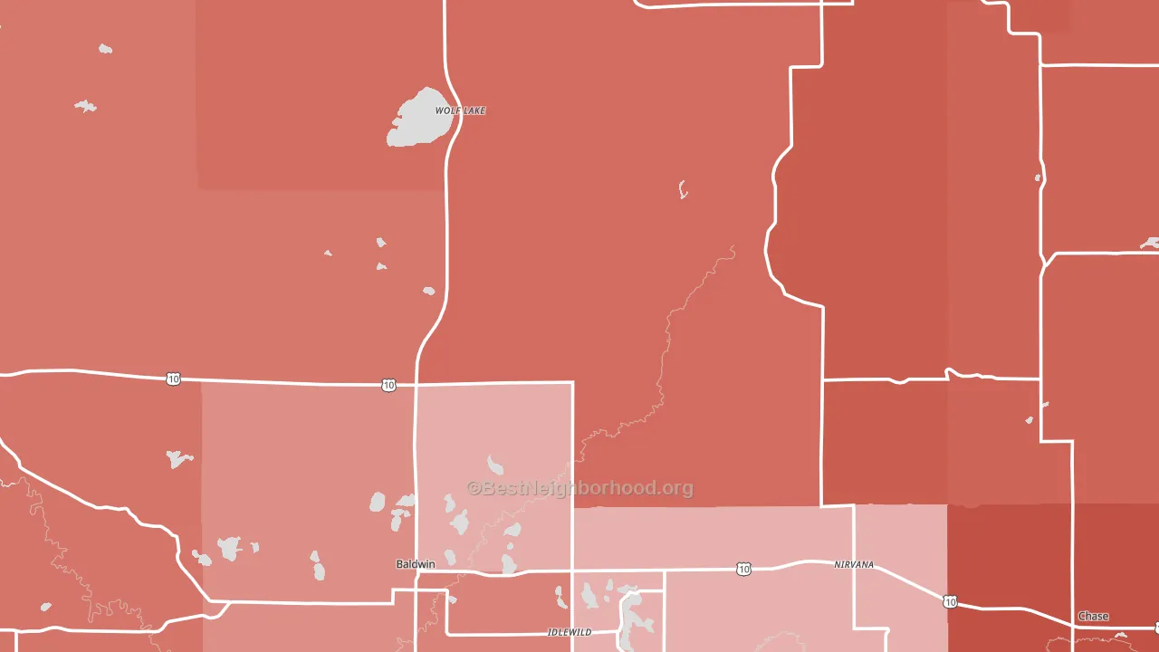Lake County, MI block-group political-lean map