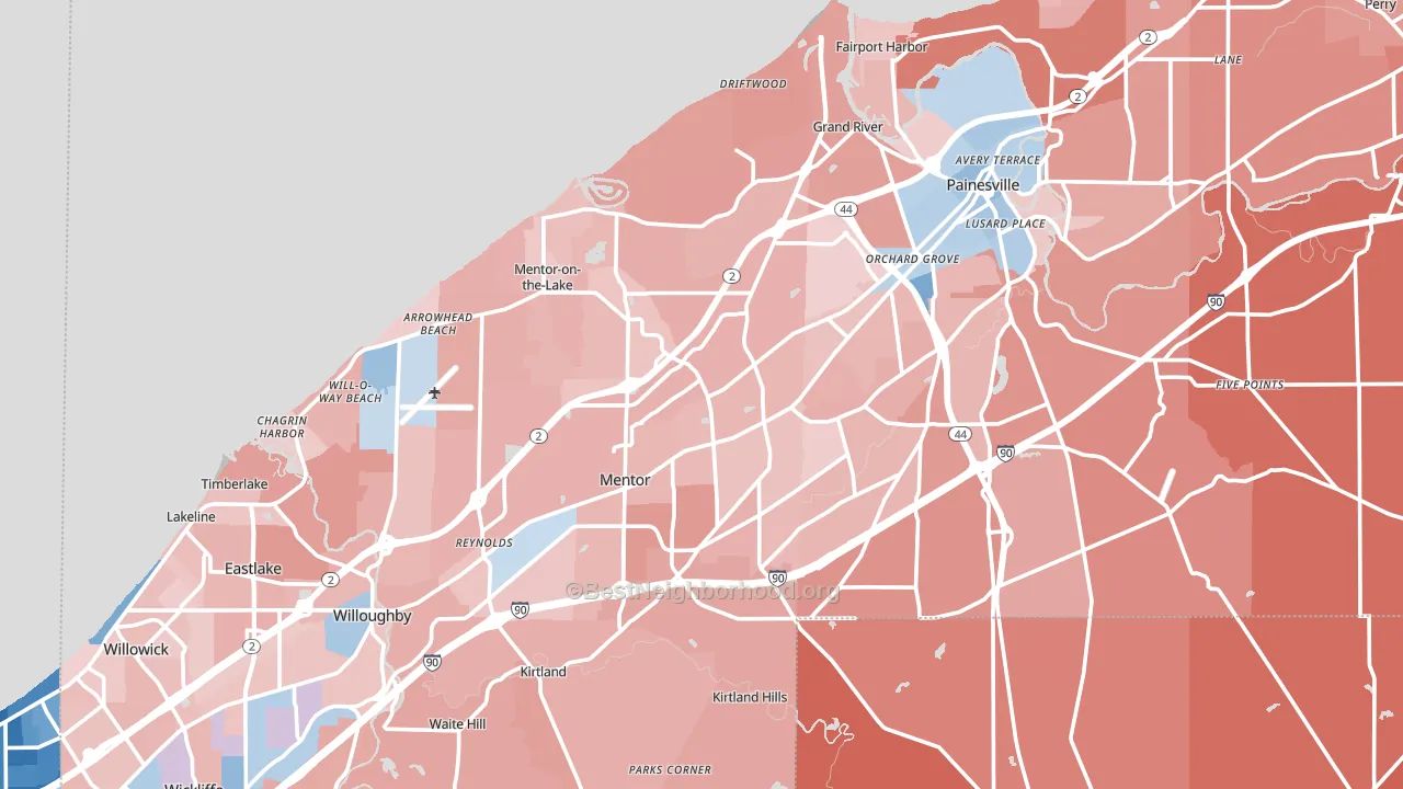 Lake County, OH block-group political-lean map