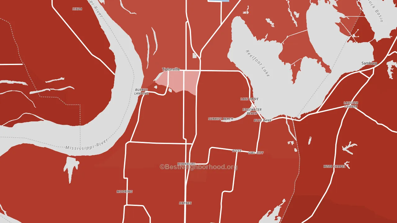 Lake County, TN block-group political-lean map