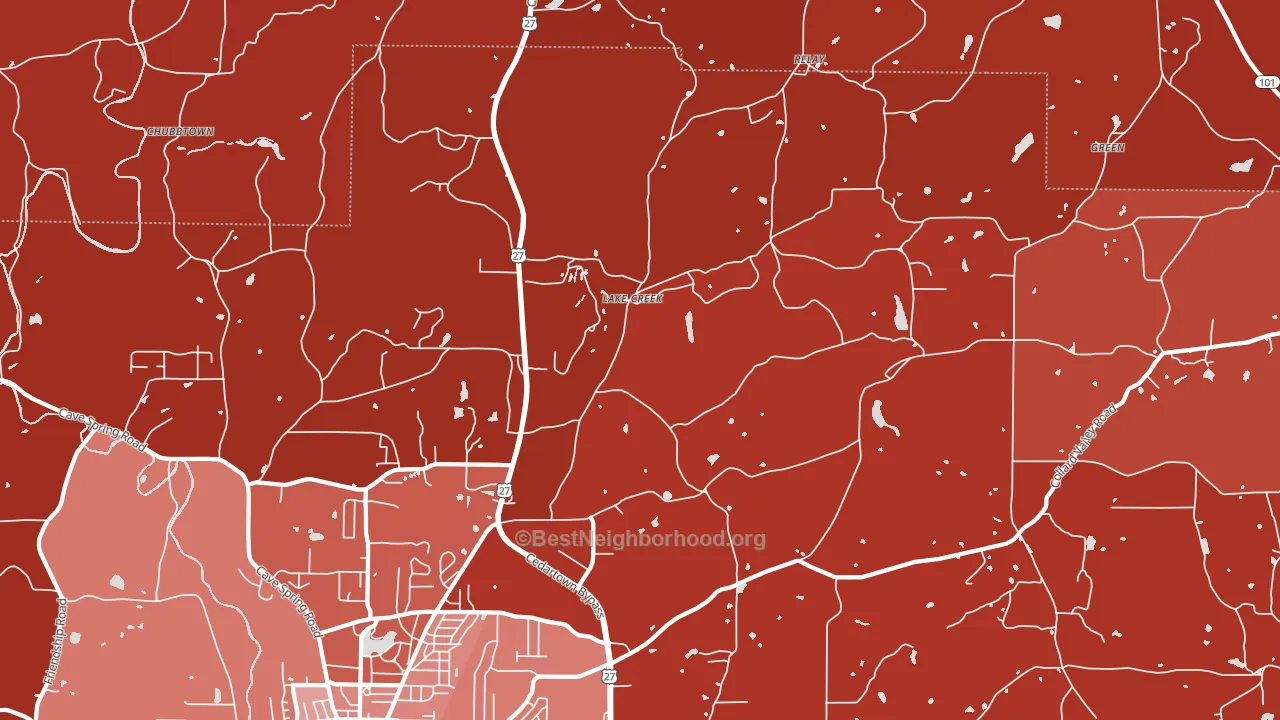 Lake Creek, GA block-group political-lean map
