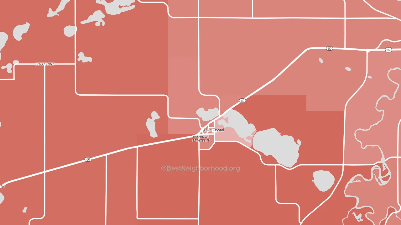 Lake Crystal, MN block-group political-lean map
