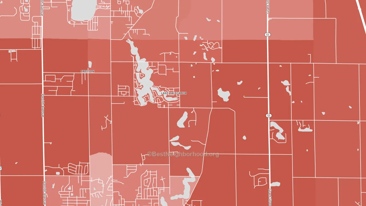 Lake Dalecarlia, IN block-group political-lean map