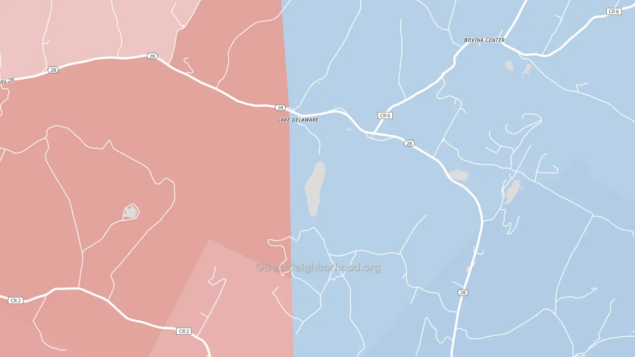 Lake Delaware, NY block-group political-lean map
