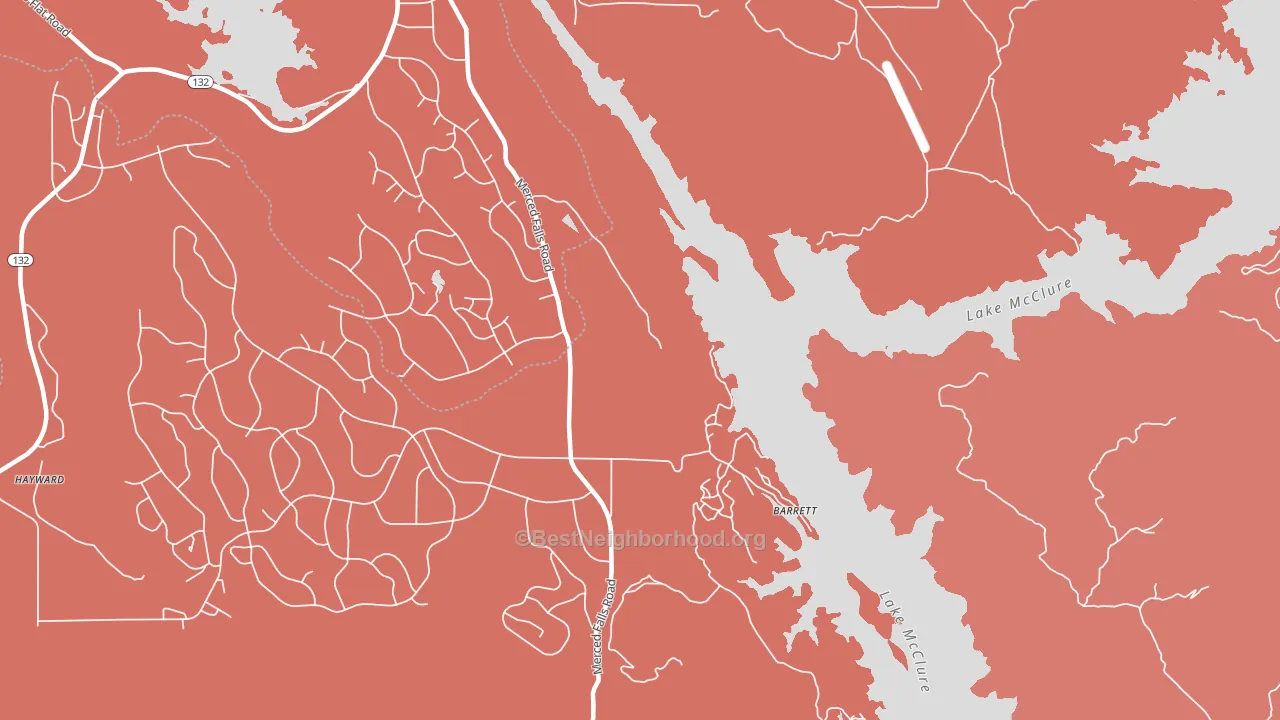 Lake Don Pedro, CA block-group political-lean map