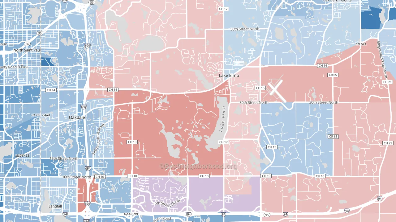 Lake Elmo, MN block-group political-lean map