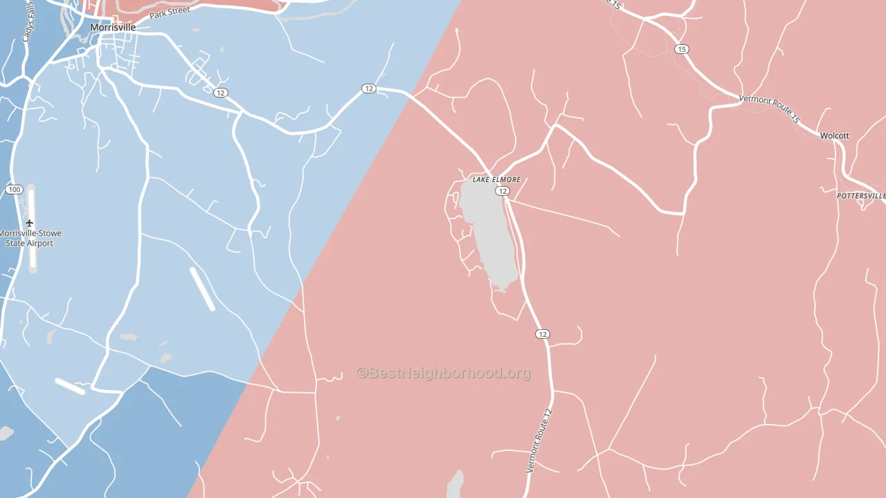Lake Elmore, VT block-group political-lean map