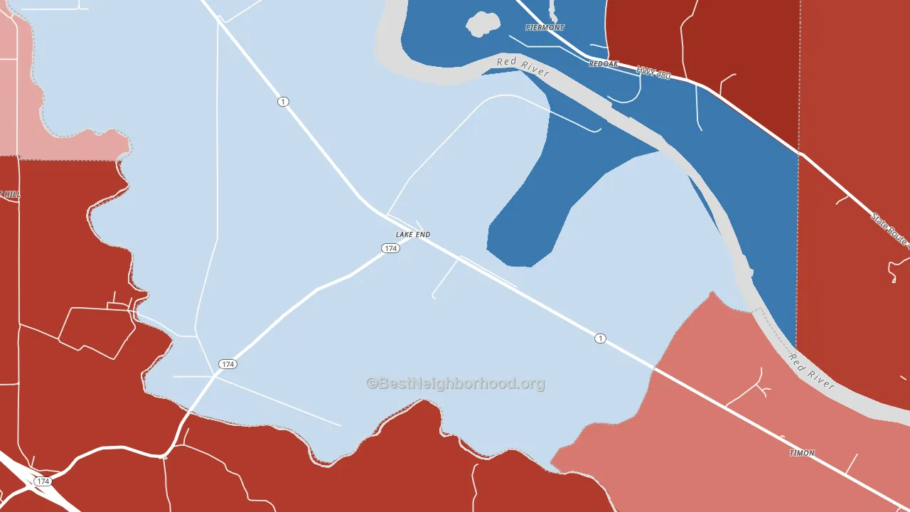 Lake End, LA block-group political-lean map