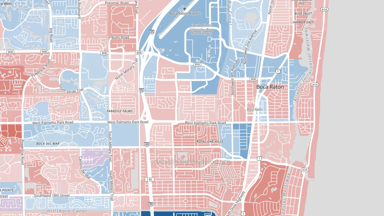 Lake Floresta Park, Boca Raton, FL block-group political-lean map