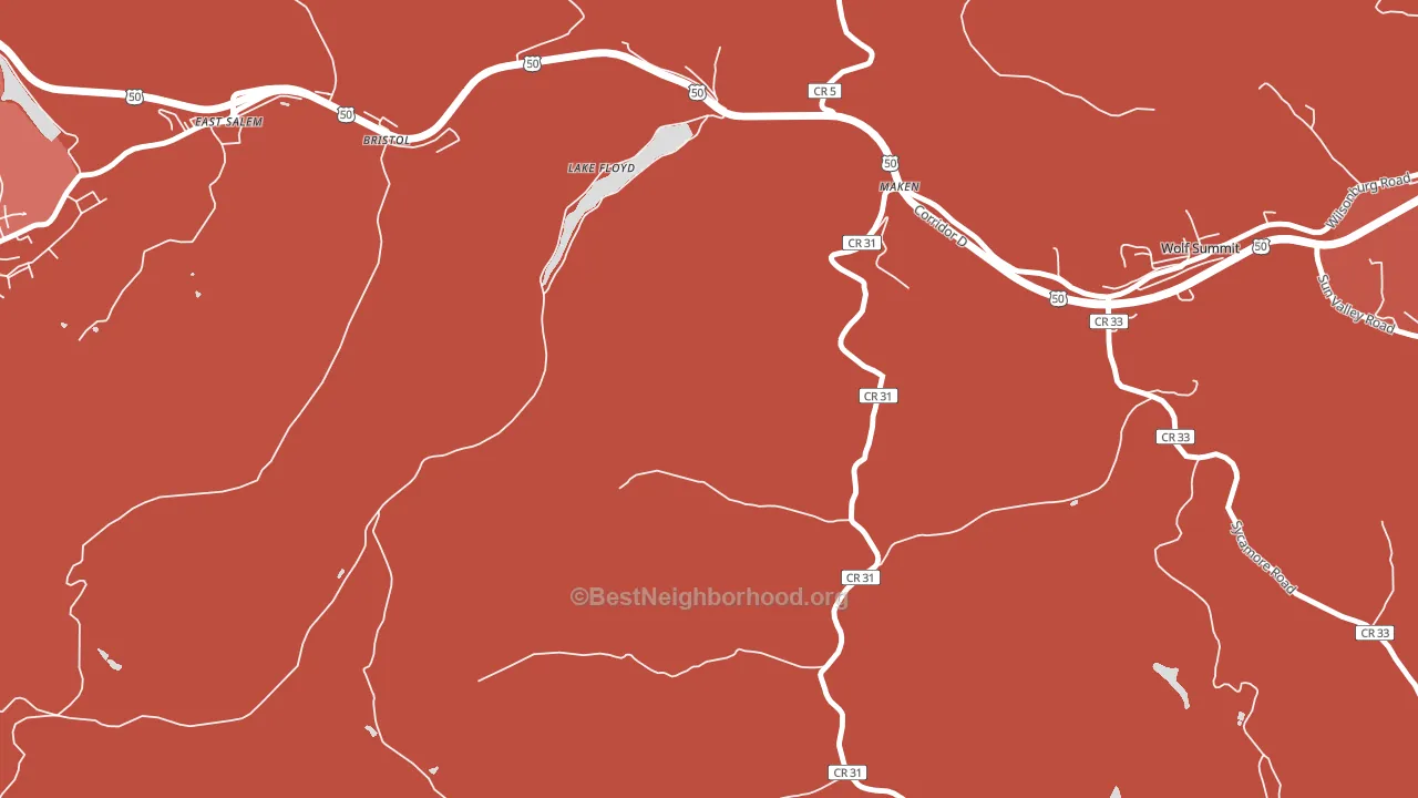 Lake Floyd, WV block-group political-lean map
