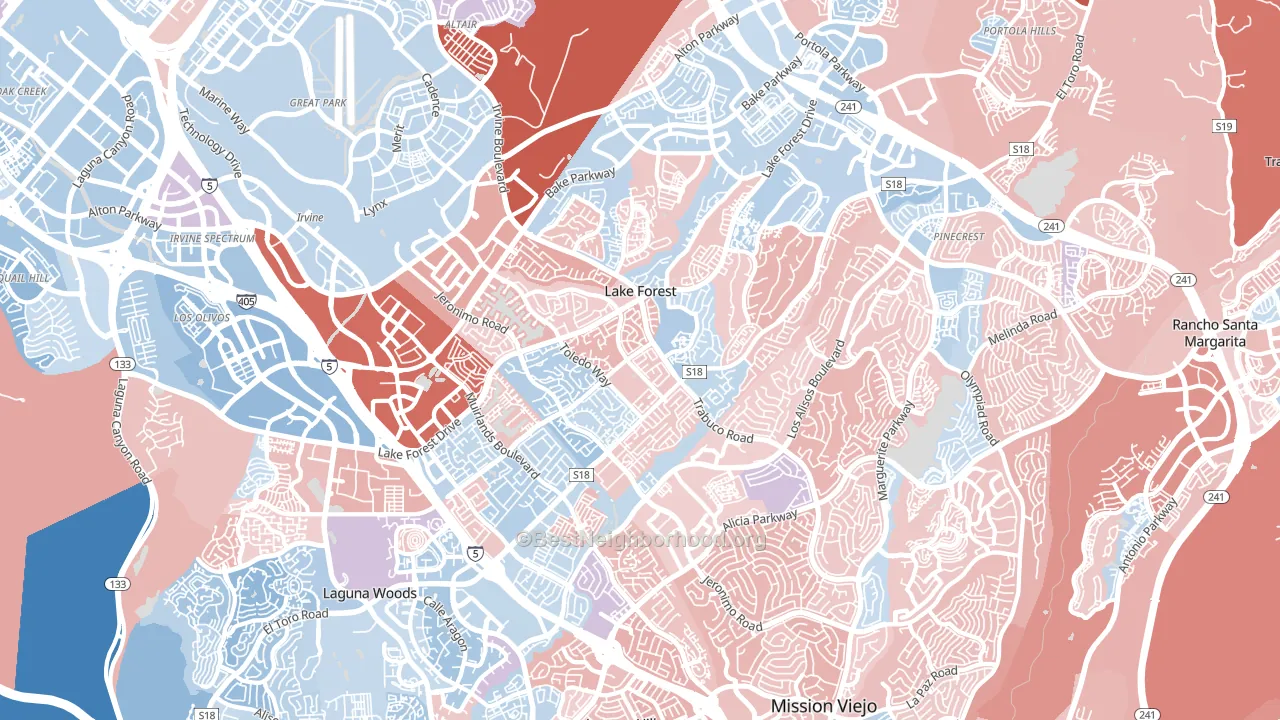 Lake Forest, CA block-group political-lean map