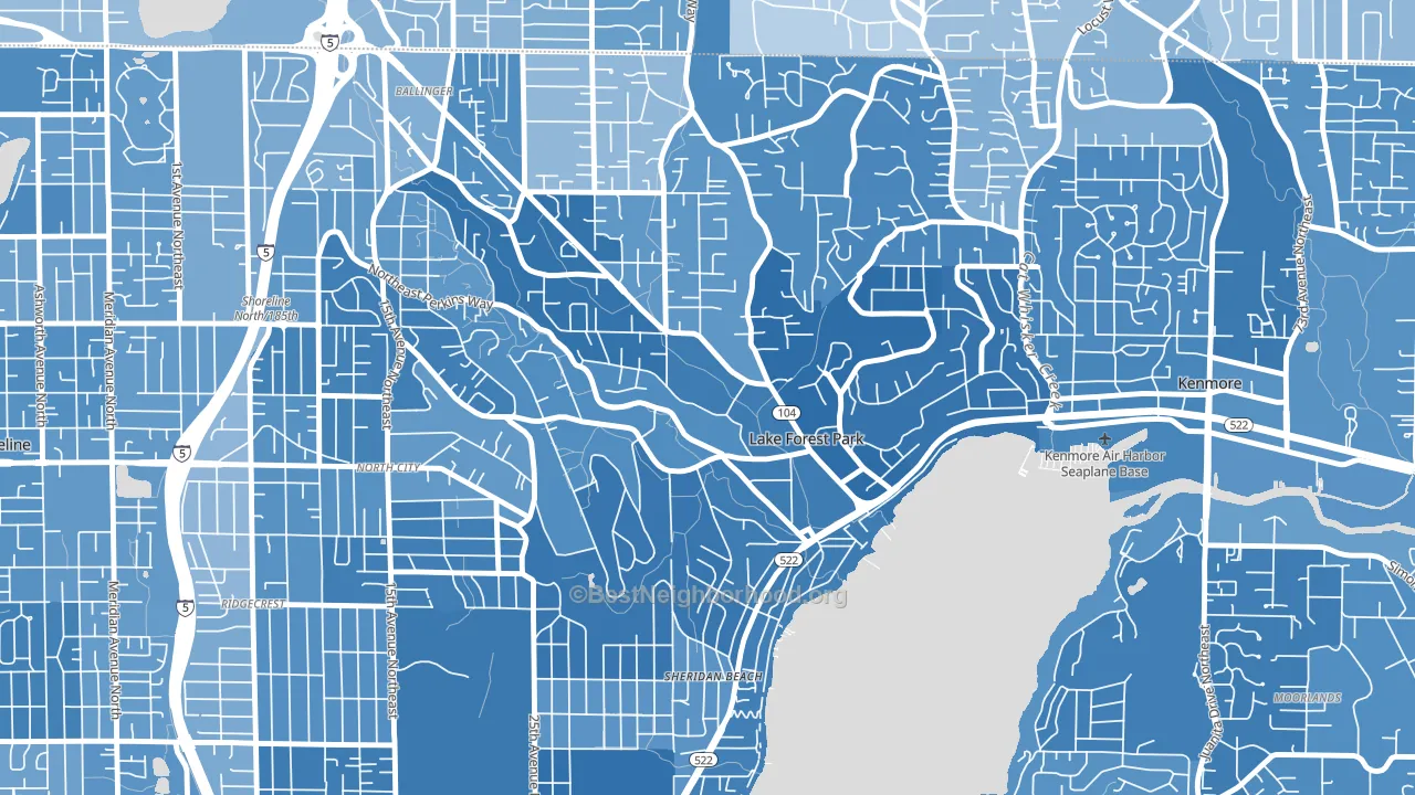 Lake Forest Park, WA block-group political-lean map