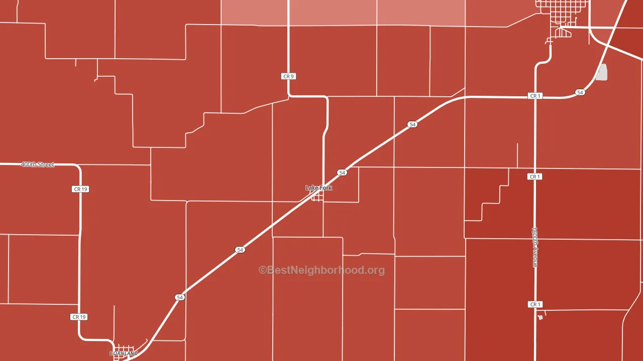 Lake Fork, IL block-group political-lean map