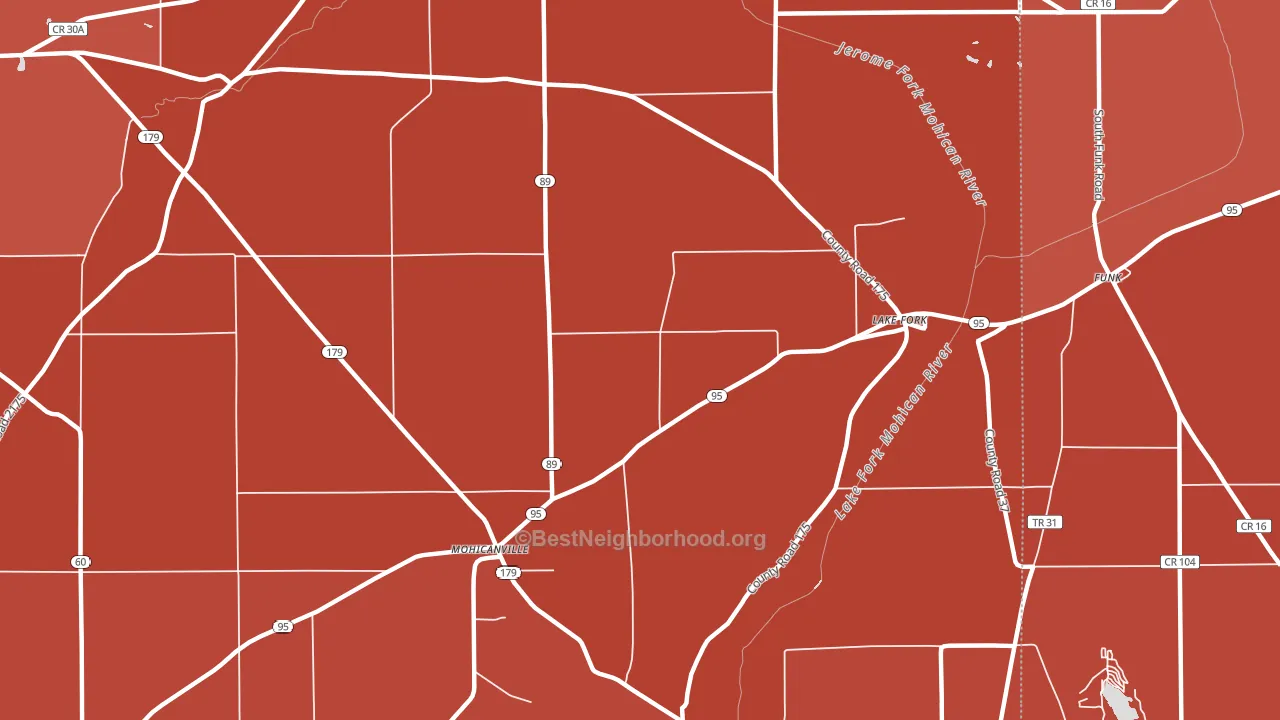 Lake Fork, OH block-group political-lean map