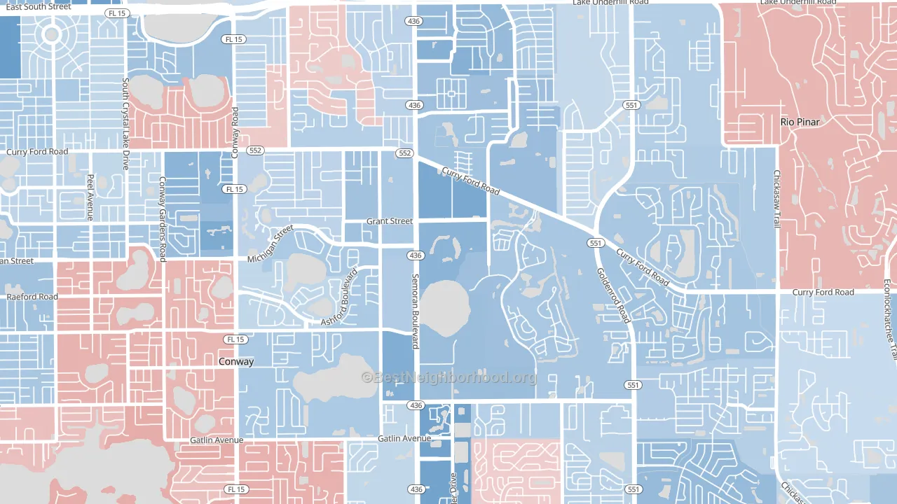 Lake Frederica, Orlando, FL block-group political-lean map