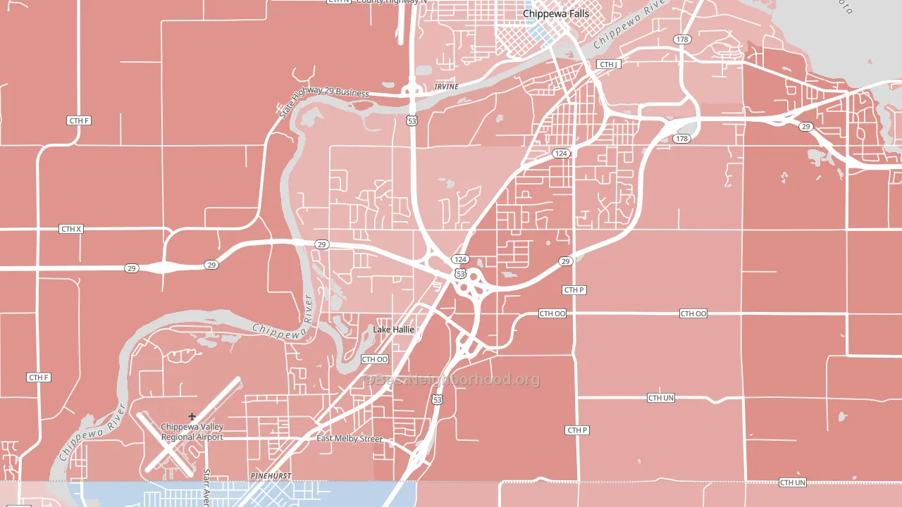 Lake Hallie, WI block-group political-lean map
