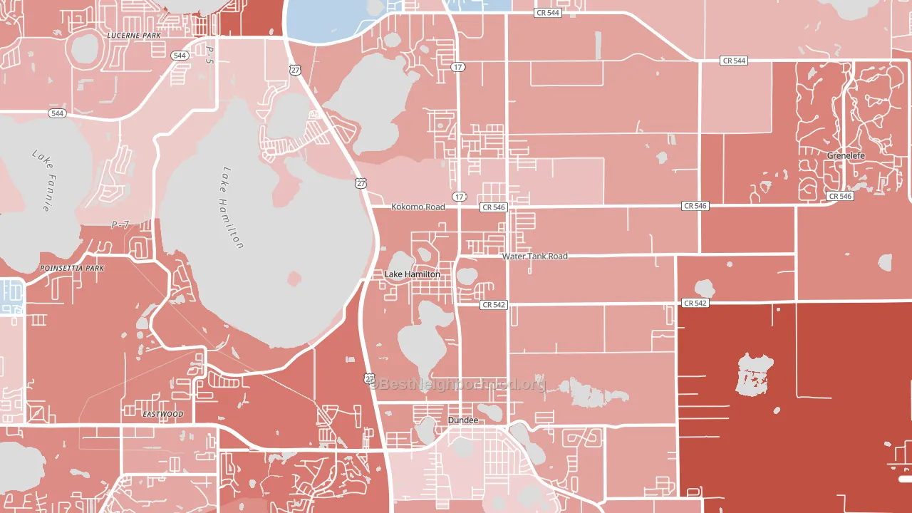 Lake Hamilton, FL block-group political-lean map