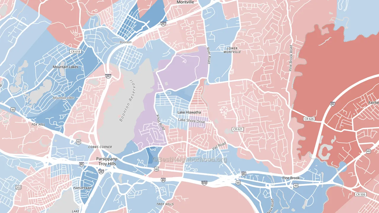 Lake Hiawatha, NJ block-group political-lean map