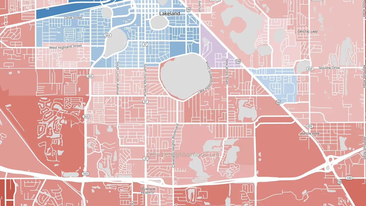 Lake Hollingsworth, Lakeland, FL block-group political-lean map