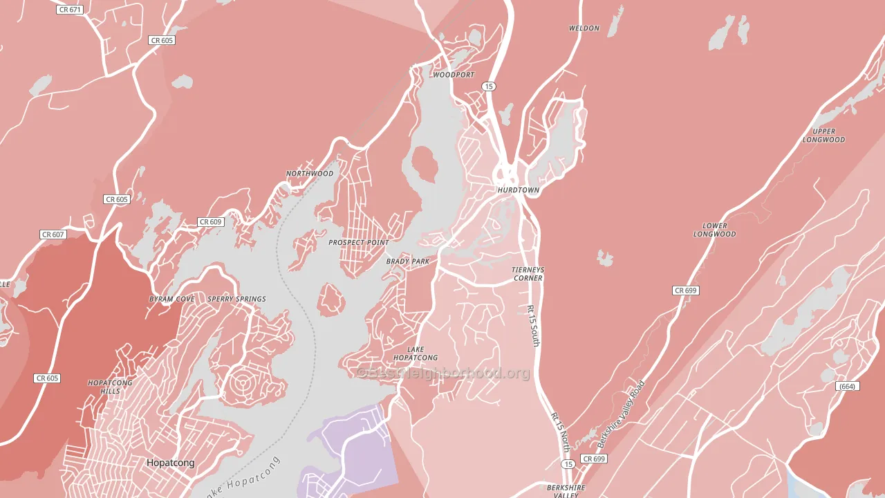 Lake Hopatcong, NJ block-group political-lean map