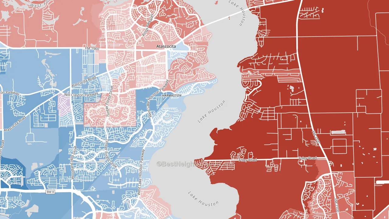 Lake Houston, Houston, TX block-group political-lean map