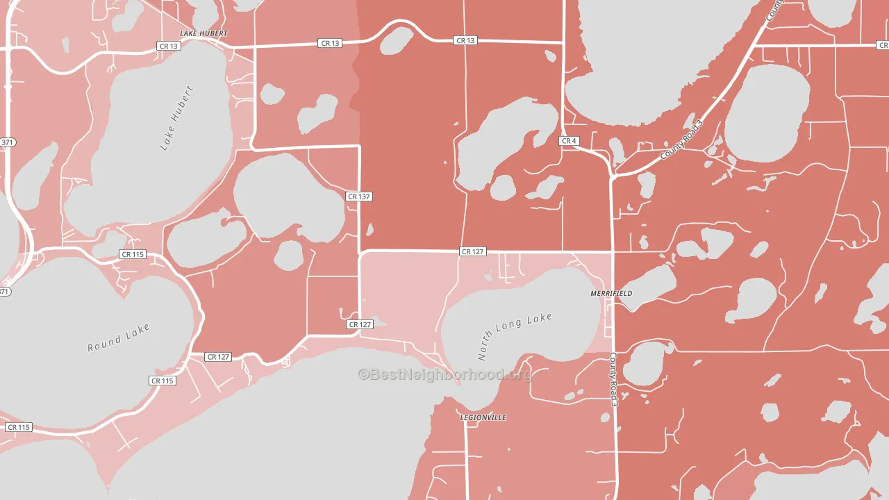 Lake Hubert, MN block-group political-lean map