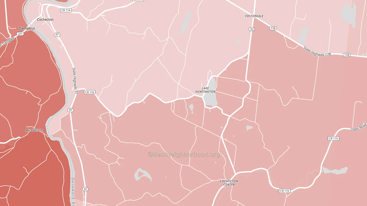 Lake Huntington, NY block-group political-lean map