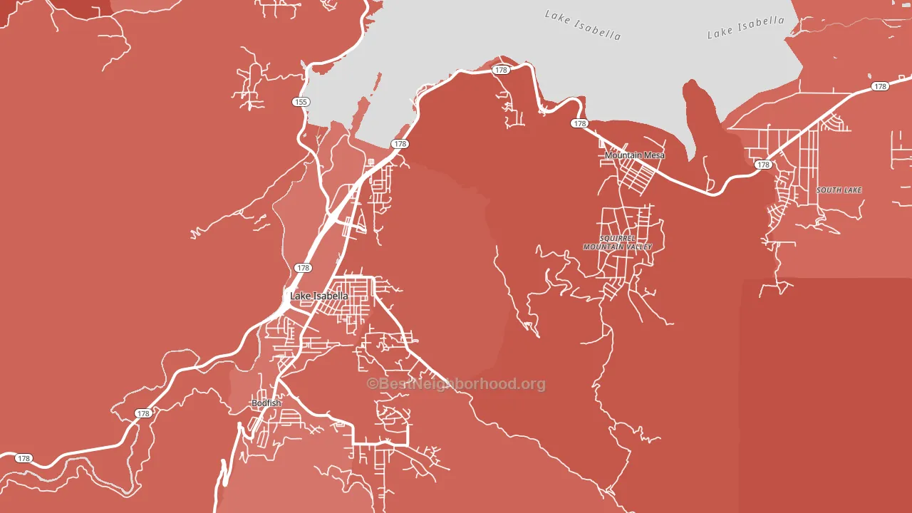 Lake Isabella, CA block-group political-lean map
