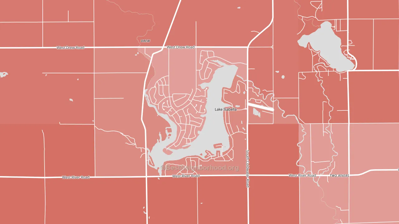 Lake Isabella, MI block-group political-lean map