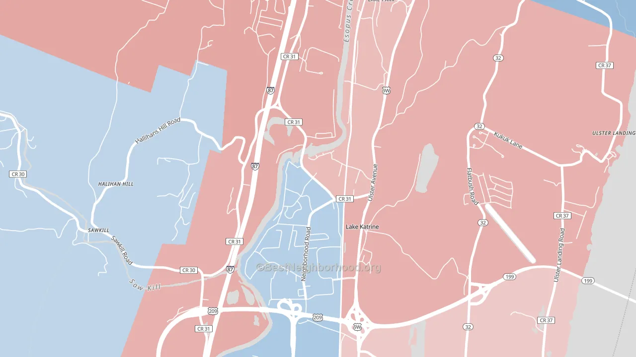 Lake Katrine, NY block-group political-lean map