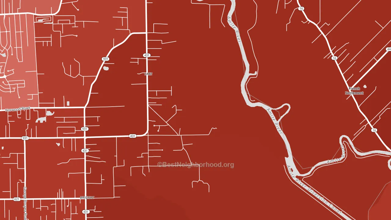 Lake, LA block-group political-lean map