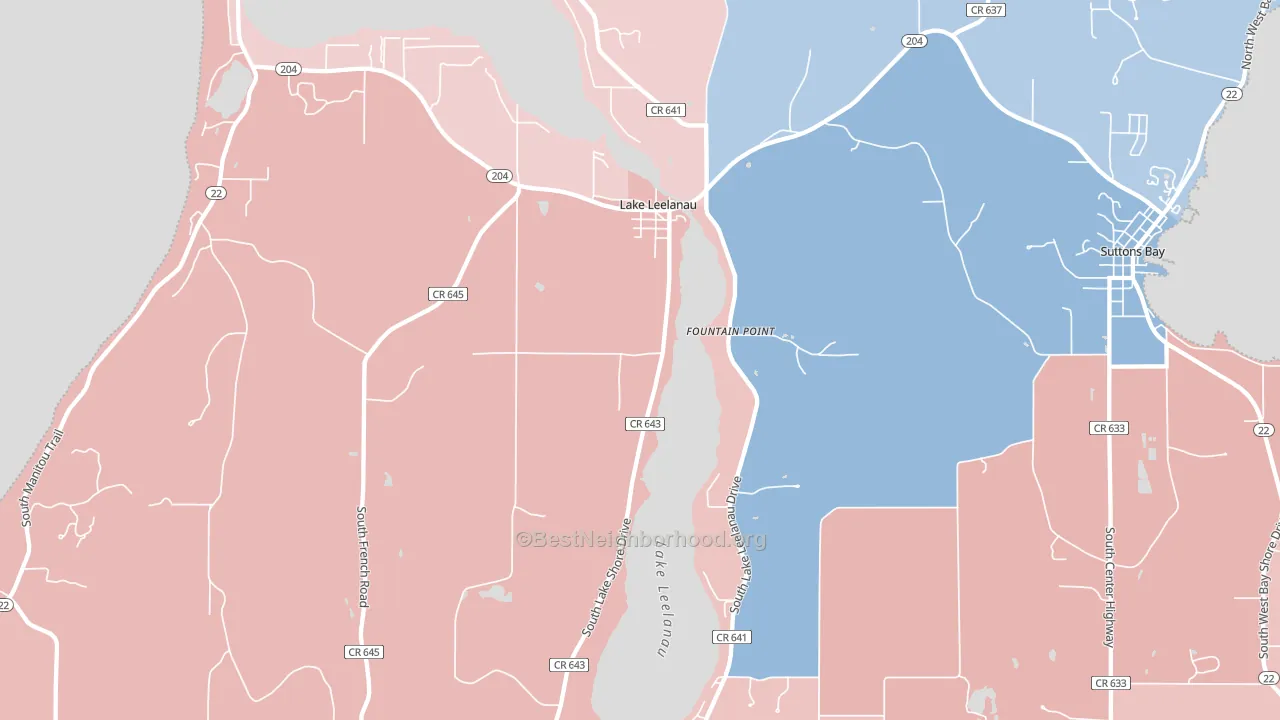 Lake Leelanau, MI block-group political-lean map
