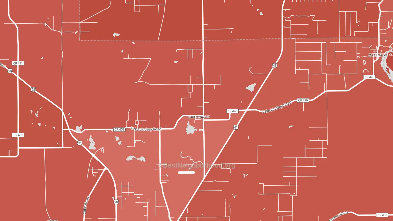 Lake Lindsey, FL block-group political-lean map