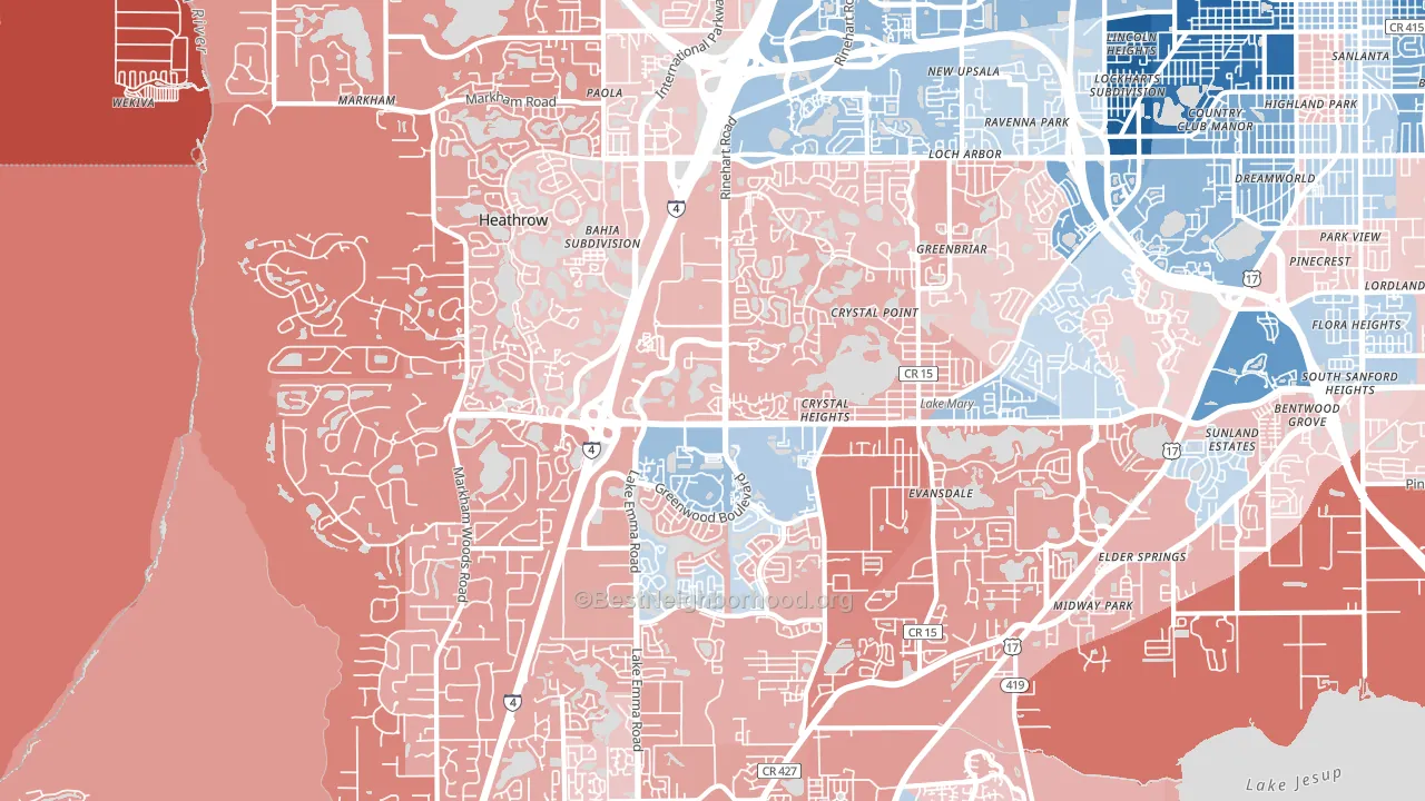 Lake Mary, FL block-group political-lean map