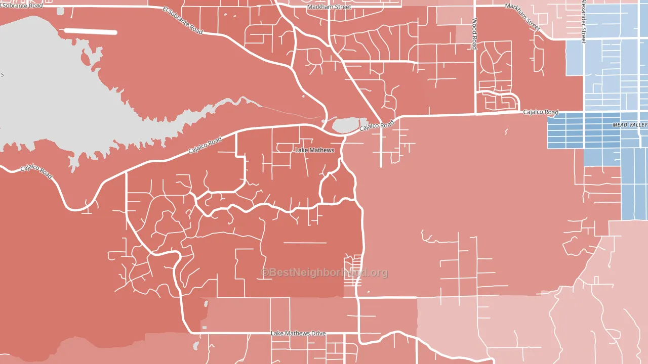 Lake Mathews, CA block-group political-lean map