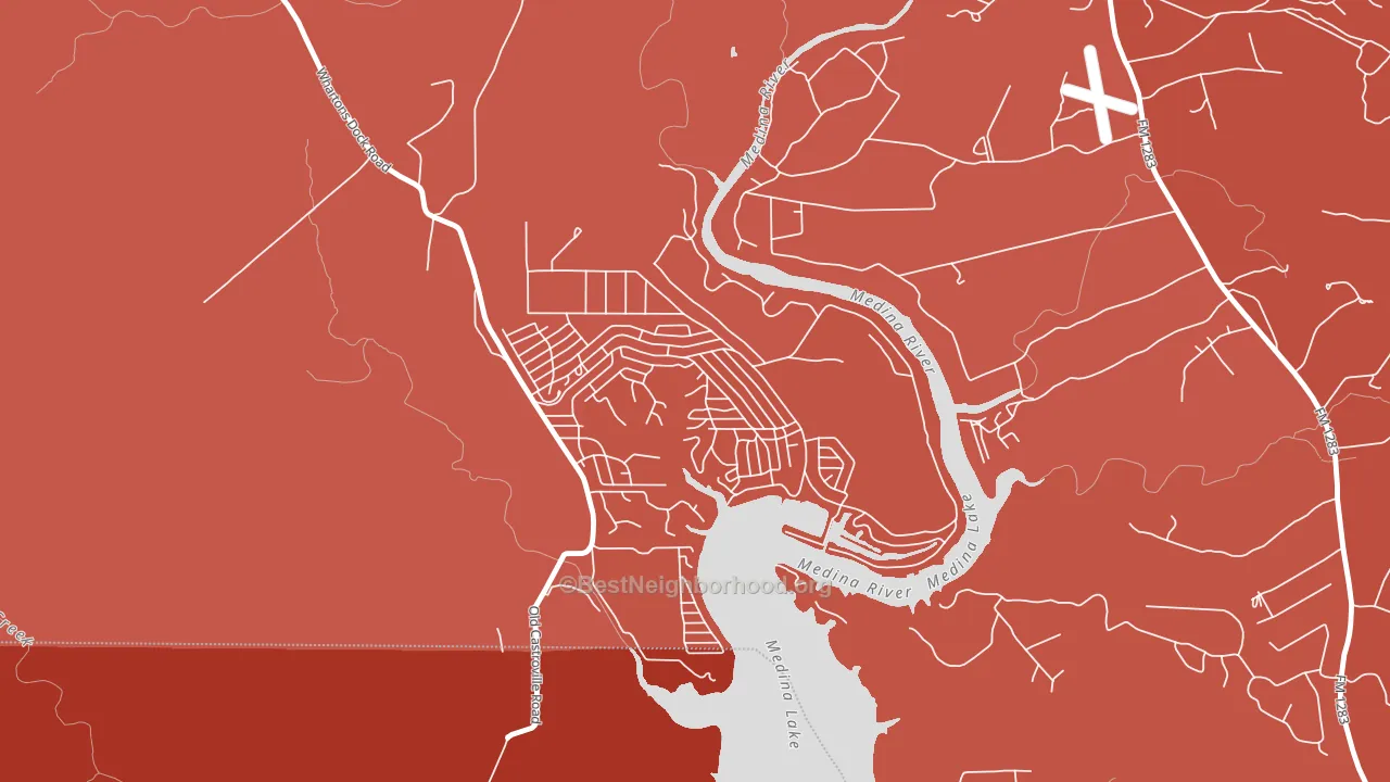 Lake Medina Shores, TX block-group political-lean map
