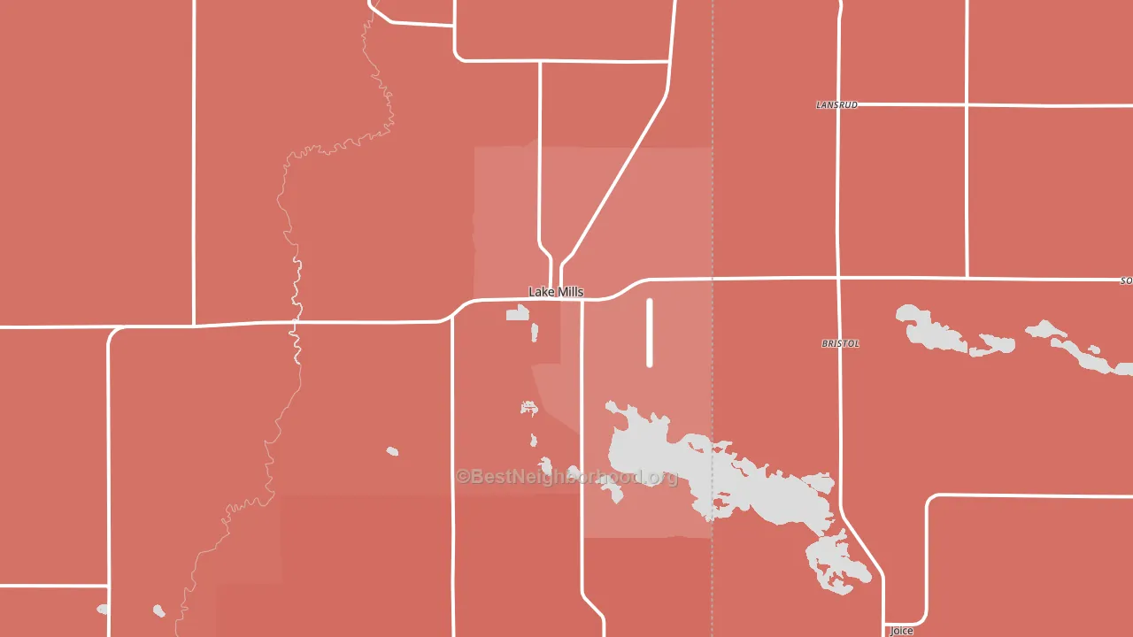 Lake Mills, IA block-group political-lean map