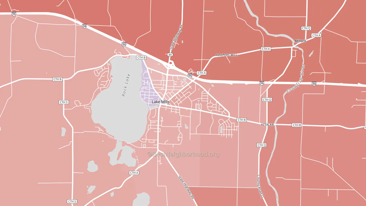 Lake Mills, WI block-group political-lean map