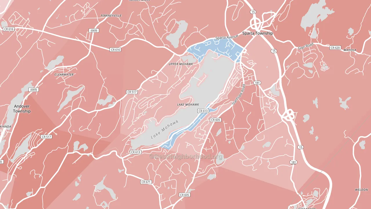 Lake Mohawk, NJ block-group political-lean map