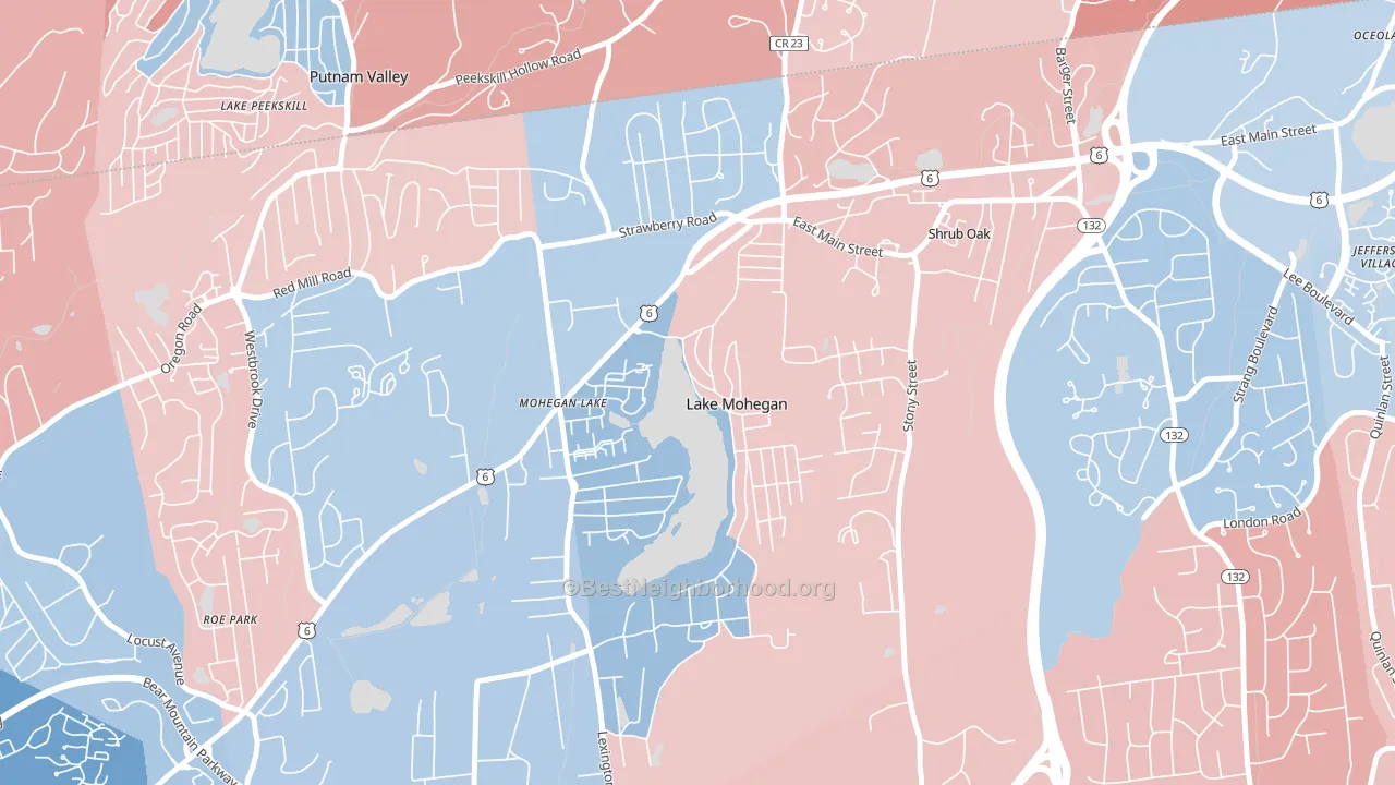 Lake Mohegan, NY block-group political-lean map