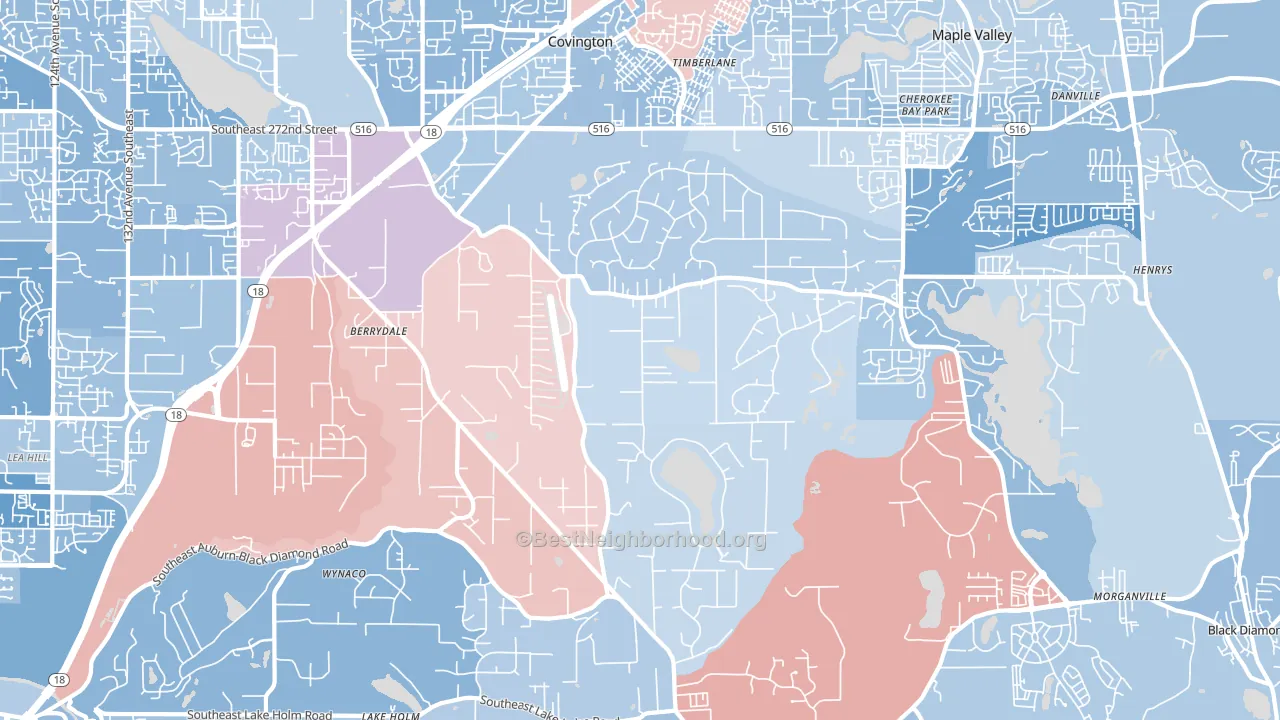 Lake Morton-Berrydale, WA block-group political-lean map