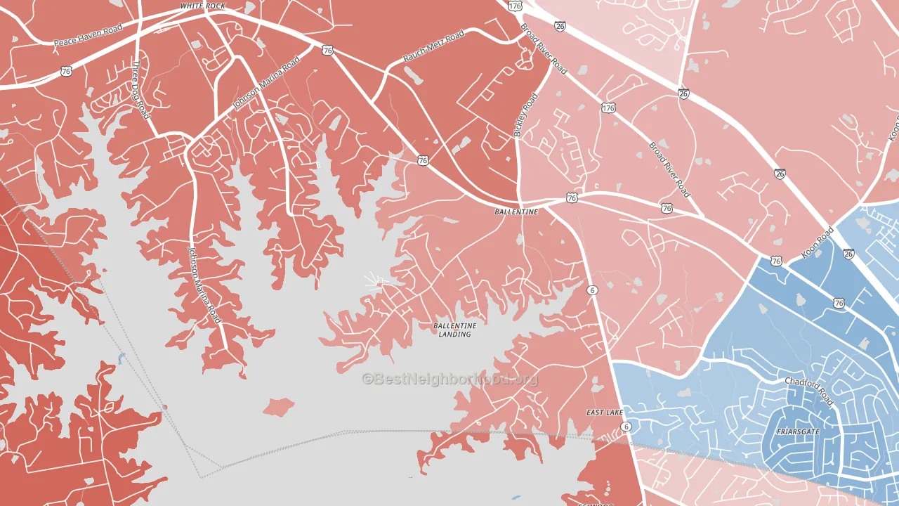 Lake Murray of Richland, SC block-group political-lean map