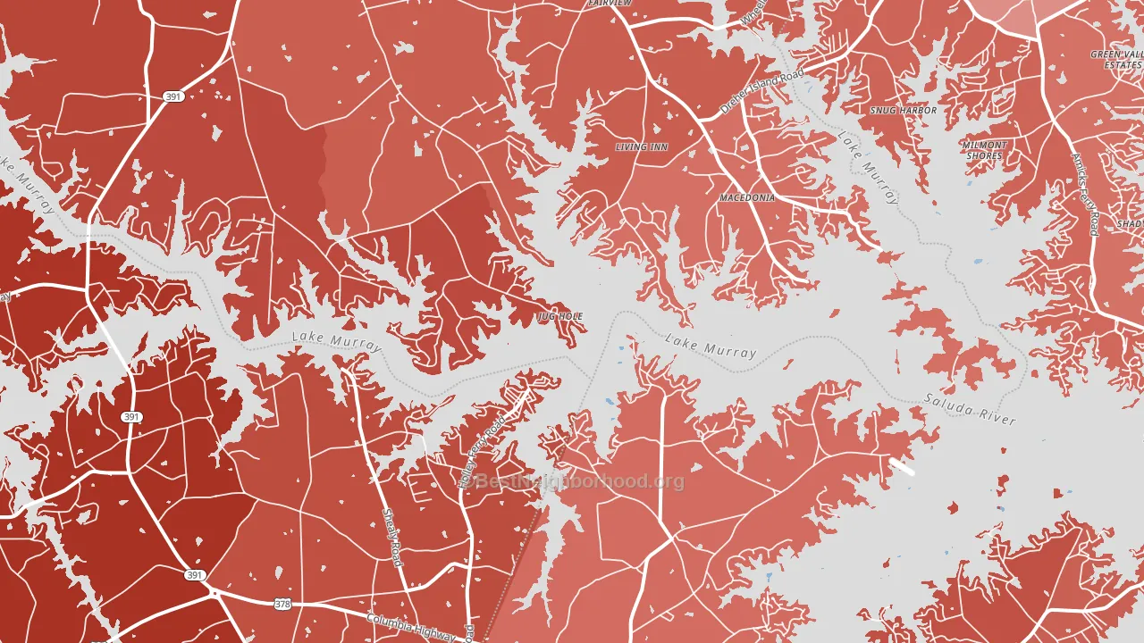 Lake Murray Shores, SC block-group political-lean map
