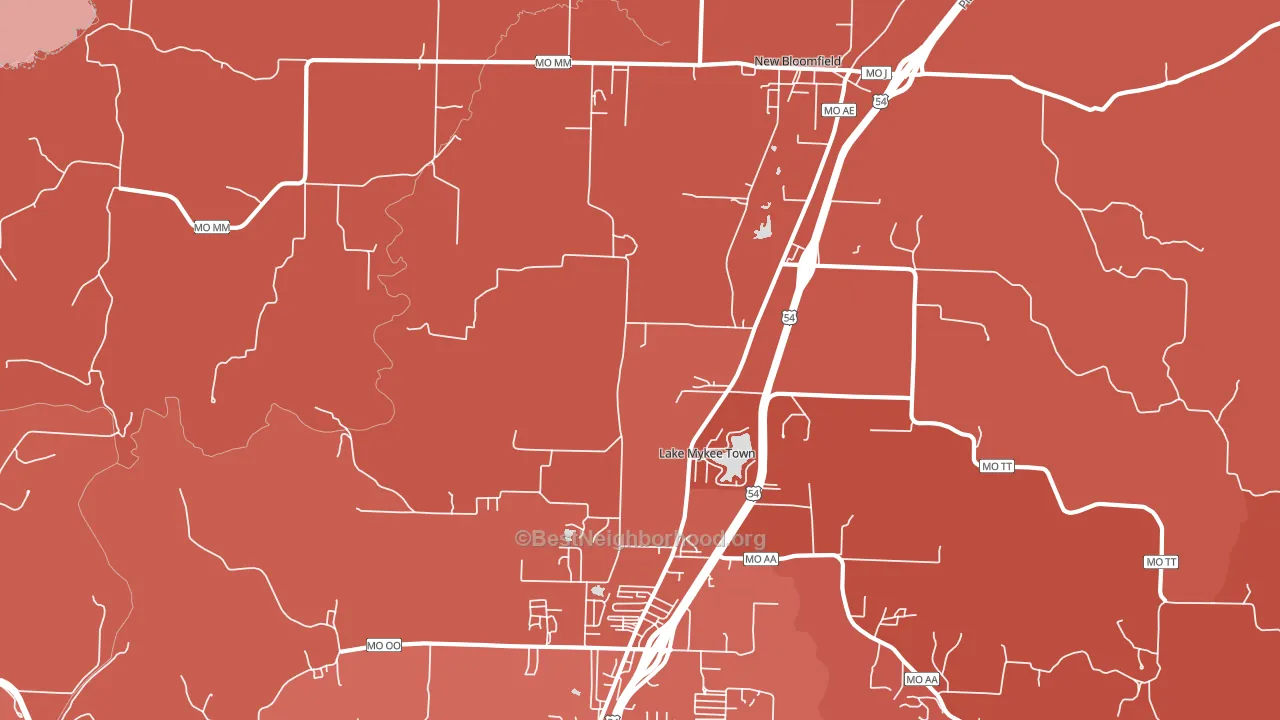 Lake Mykee Town, MO block-group political-lean map