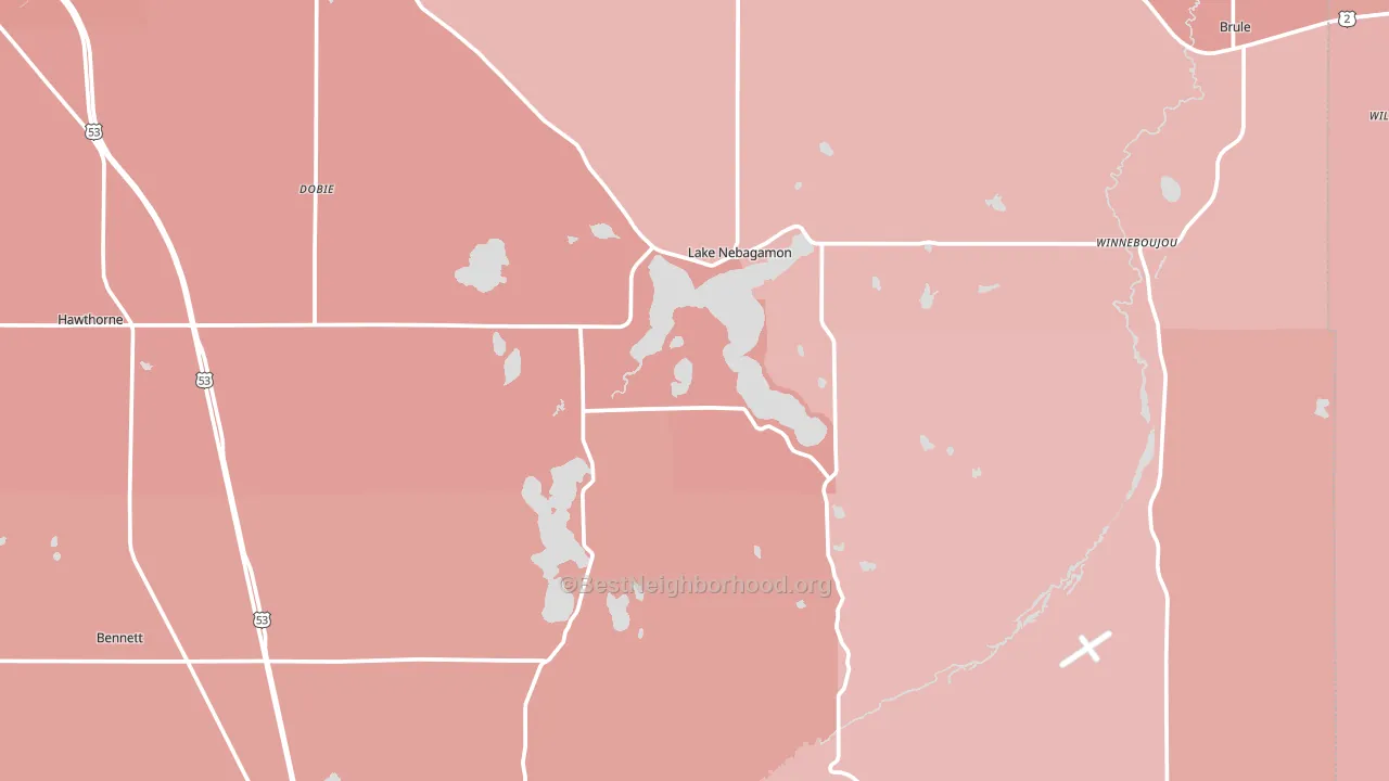 Lake Nebagamon, WI block-group political-lean map