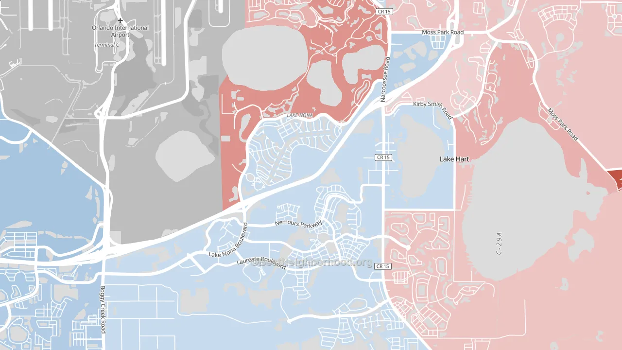 Lake Nona, Orlando, FL block-group political-lean map