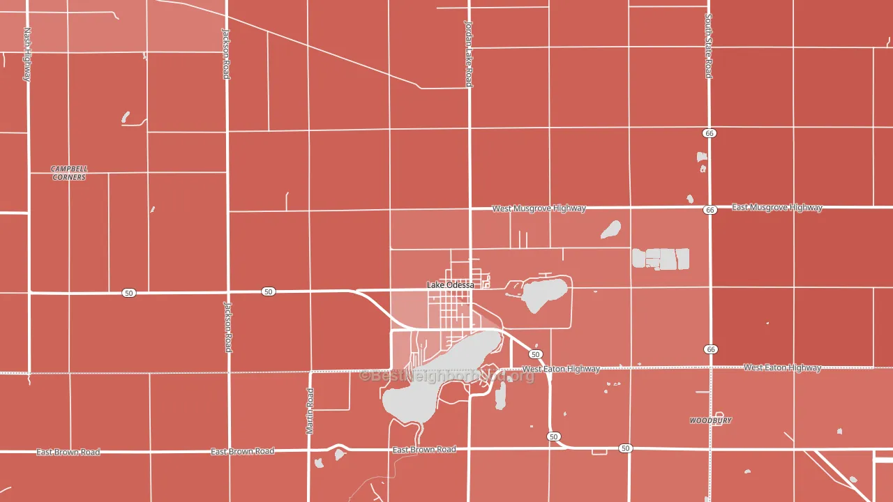 Lake Odessa, MI block-group political-lean map